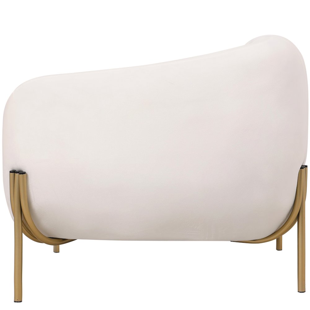 Zuno Collection Modern Single Seater Sofa in White Velvet. Picture 14