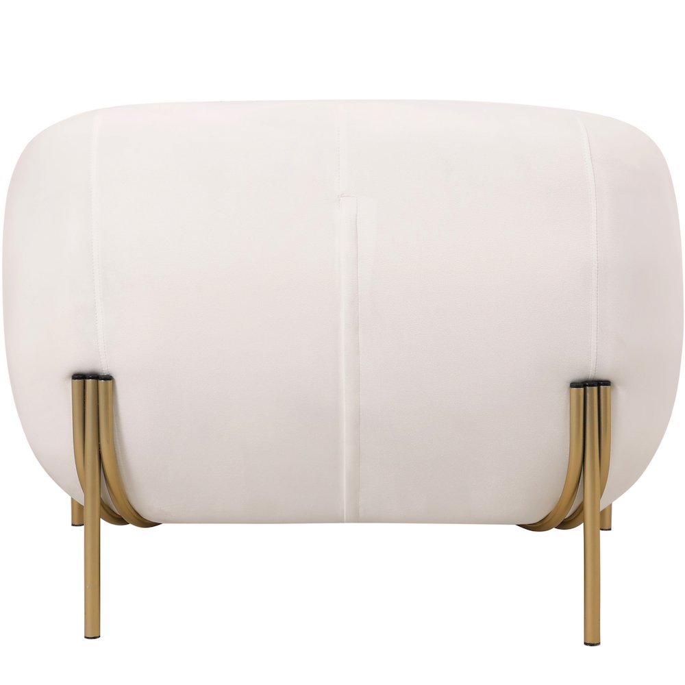 Zuno Collection Modern Single Seater Sofa in White Velvet. Picture 15