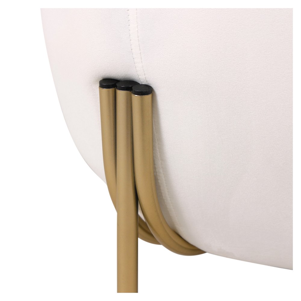Zuno Collection Modern Single Seater Sofa in White Velvet. Picture 18