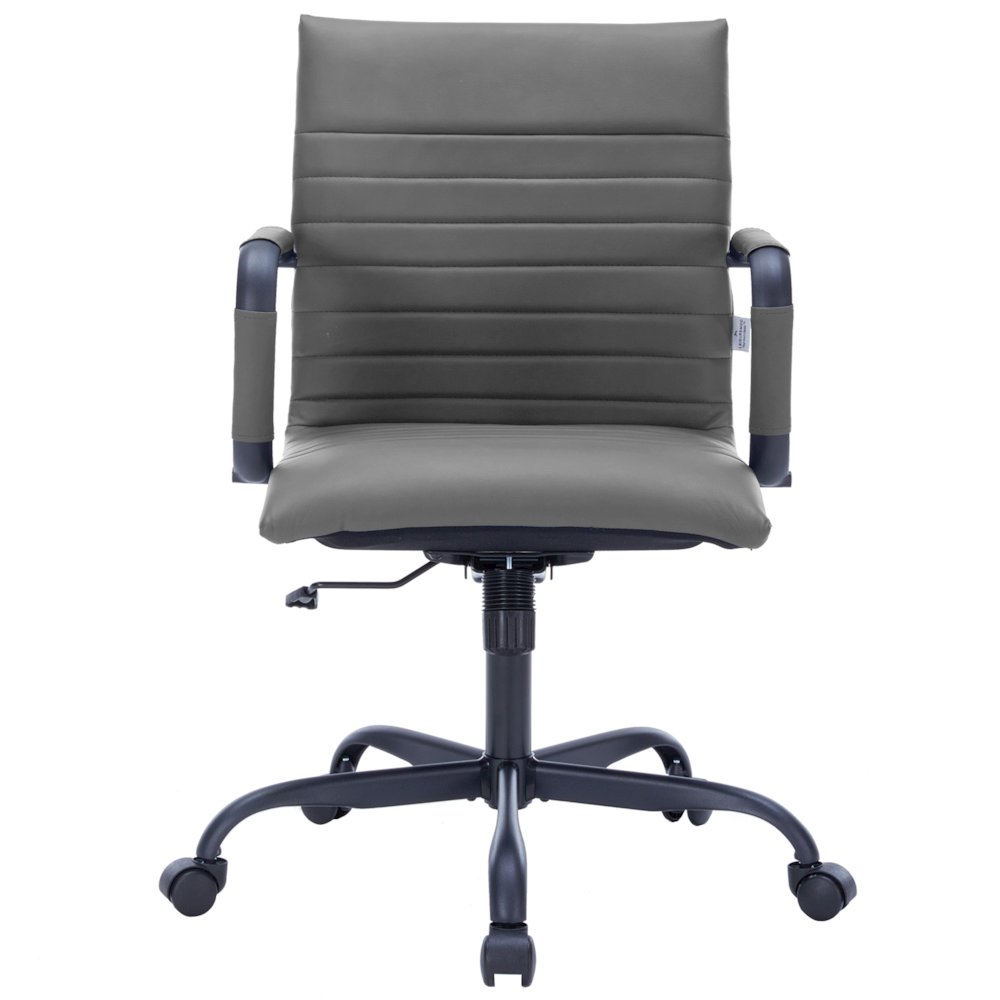 Harris Leather Home High-Back Office Chair in Grey With Black Frame. Picture 18