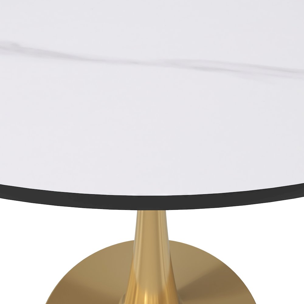Bristol 31" round dining table Gold base with White Sintered stone Top. Picture 25