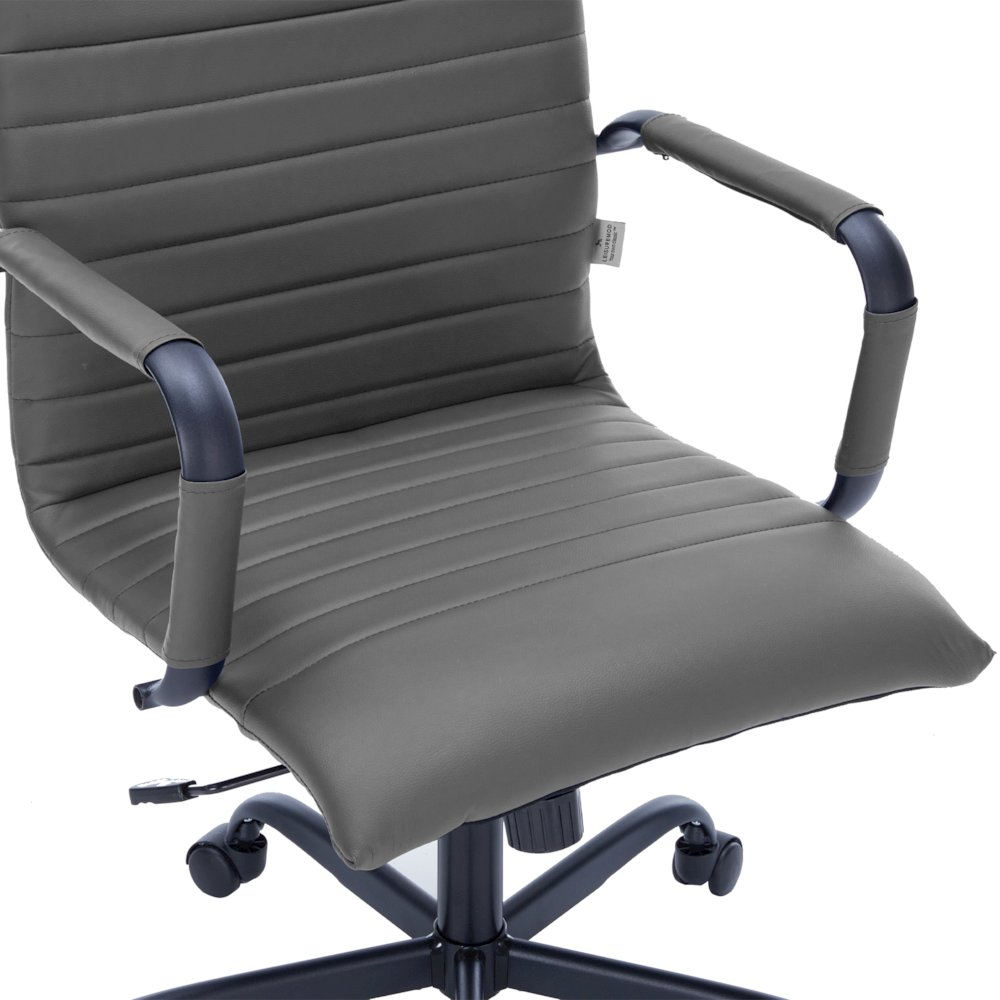 Harris Leather Home High-Back Office Chair in Grey With Black Frame. Picture 19