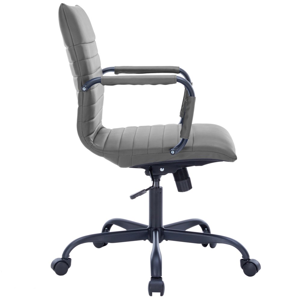 Harris Leather Home High-Back Office Chair in Grey With Black Frame. Picture 22