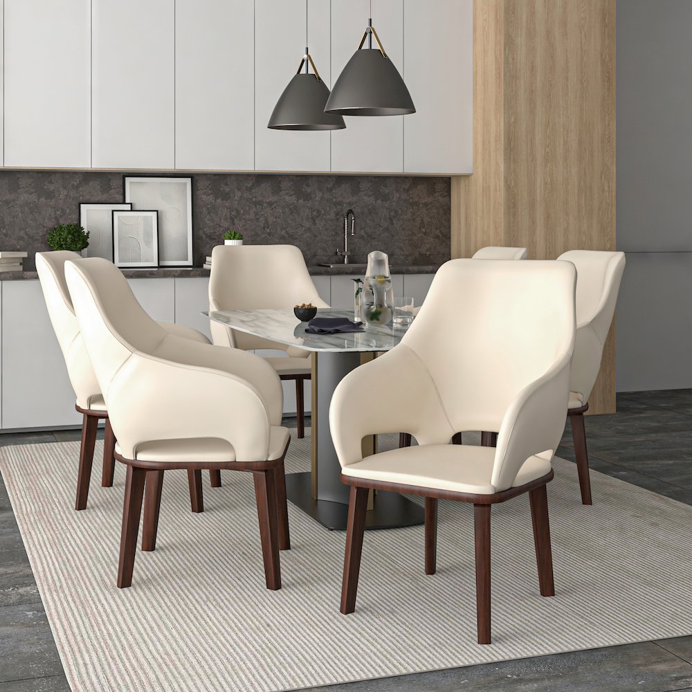 Vivara Collection Modern Dining Chair in Light Taupe Set of 2. Picture 7