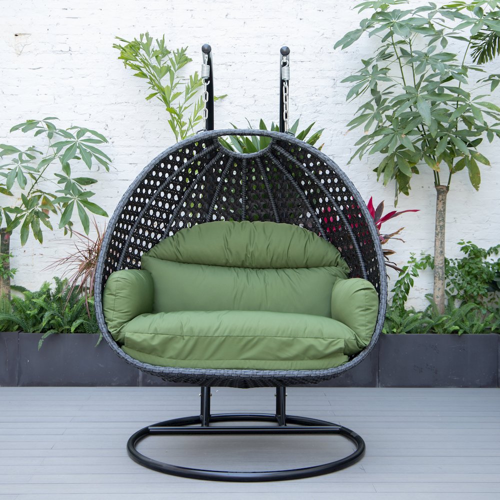 Mendoza Charcoal Wicker Hanging 2 person Egg Swing Chair. Picture 4
