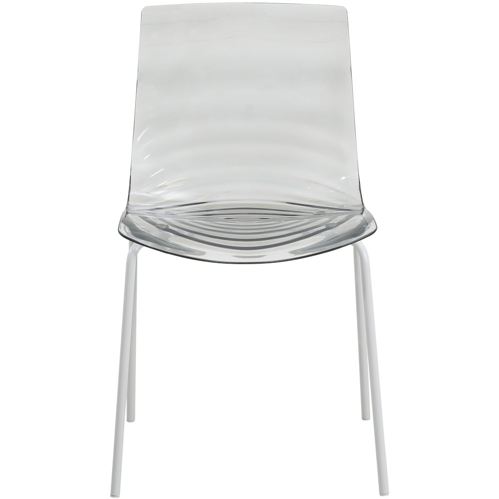 Astor Water Ripple Design Dining Chair in White Base Trans Black Seat Set of 2. Picture 9