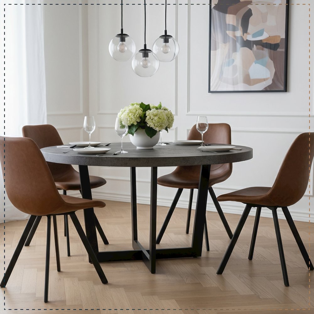 Markley Modern Leather Dining Chair With Metal Legs. Picture 11