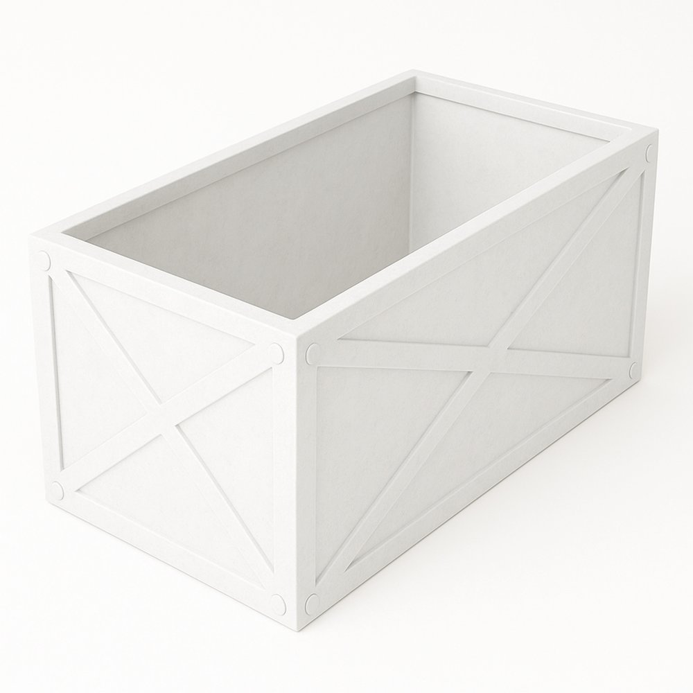 Bonsai Series Rectangle Poly Stone Planter in White 14.6 x 13 30 Long. Picture 16