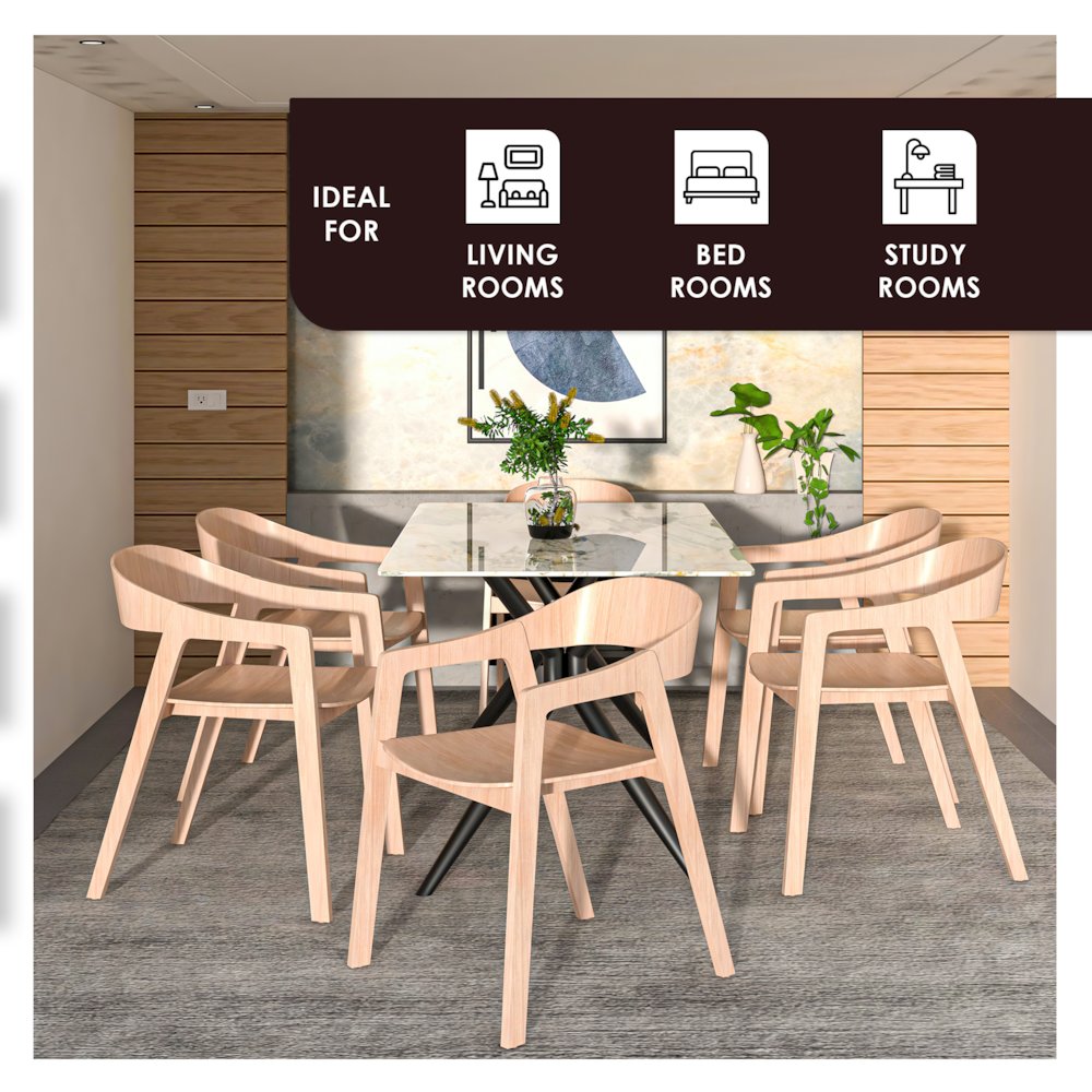 Rivo Collection Elegant Dining Chair in Natural Wood. Picture 6