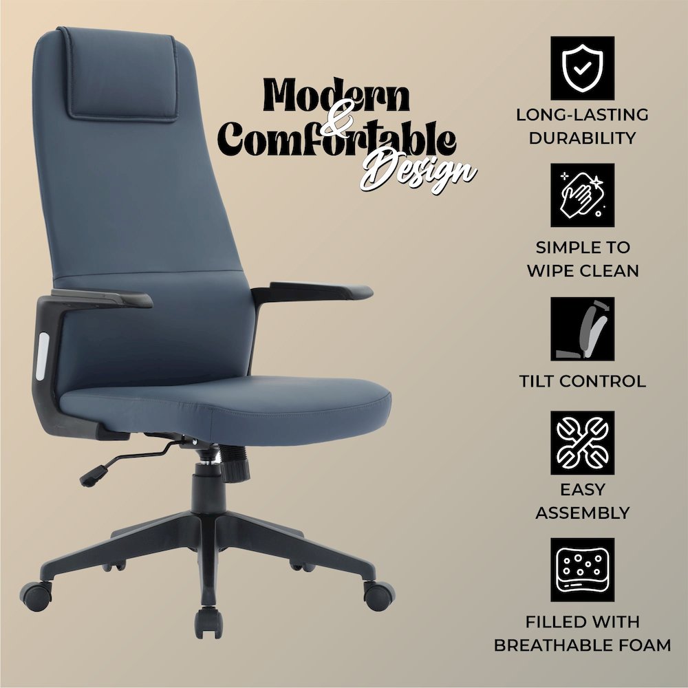 Nexa Collection Modern Office Chair In Blue. Picture 4