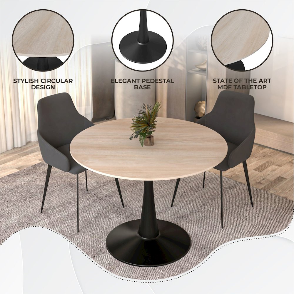 Bristol 40" round dining table Black base with marbled MDF top. Picture 22