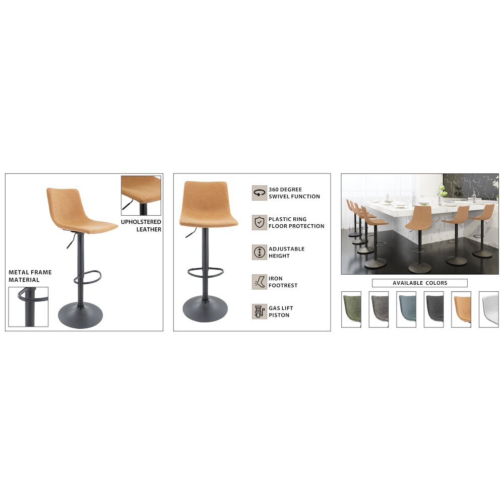 Tilbury Modern Adjustable Bar Stool in Light Brown. Picture 15