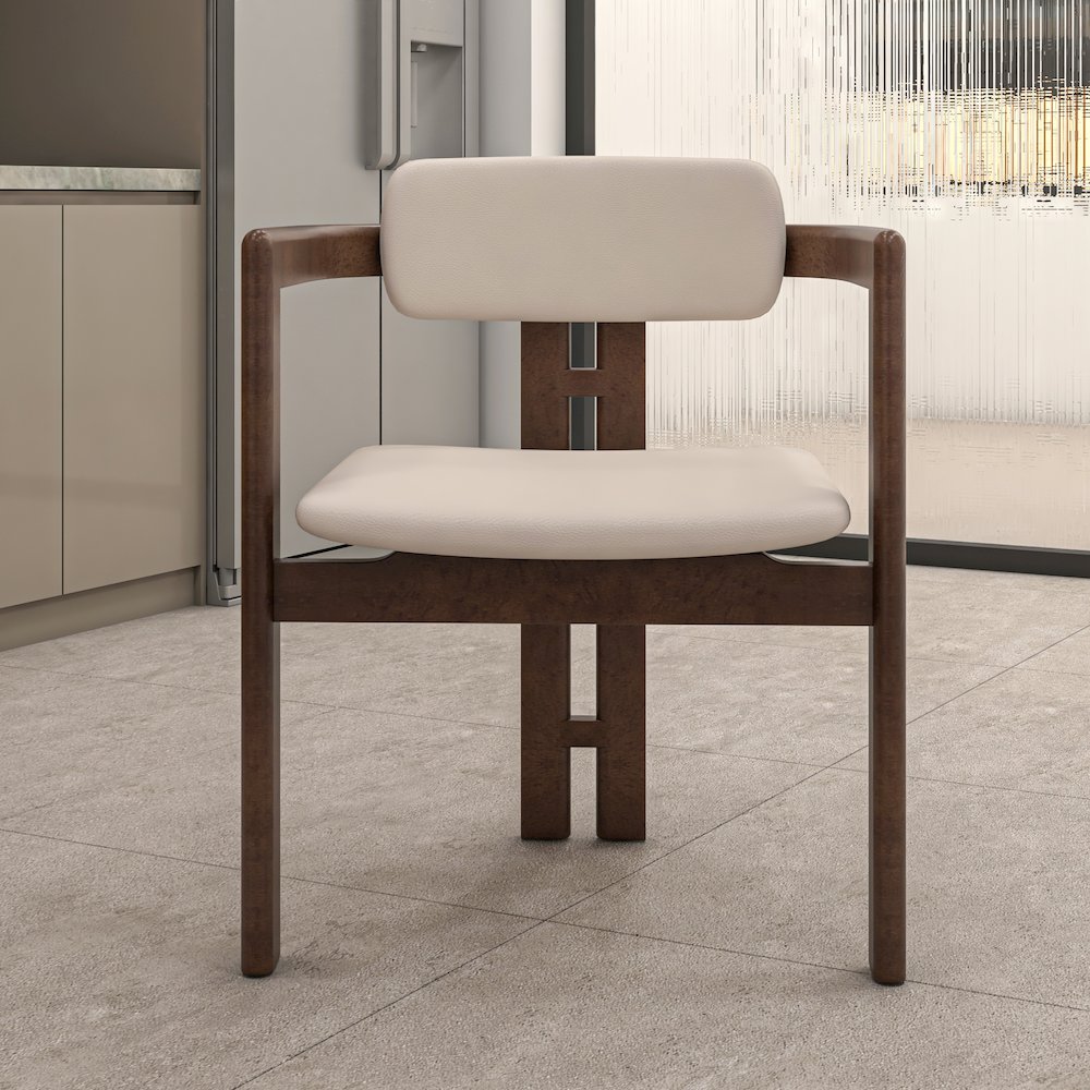 Velo Series Modern Dining Cha...lnut Color Wood with Toupe Seat Set of 4. Picture 10