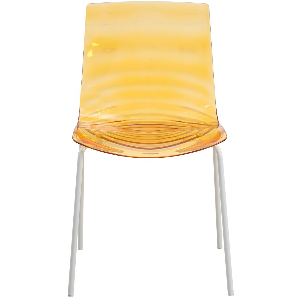Astor Water Ripple Design Dining Chair in White Base Orange Seat Set of 2. Picture 8