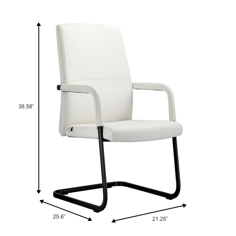 Evander Office Guest Chair in White Leather. Picture 14