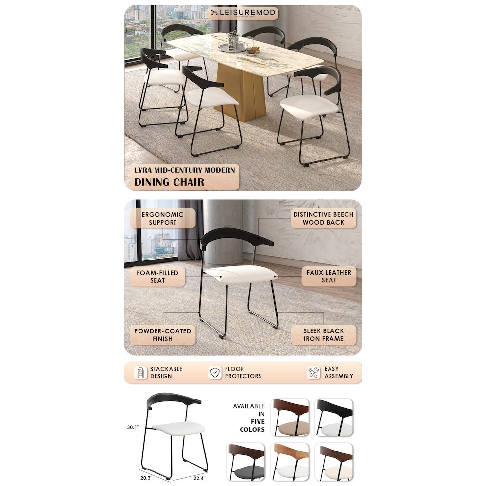 Lyra Collection Modern Chair in Black back and White Seat. Picture 7