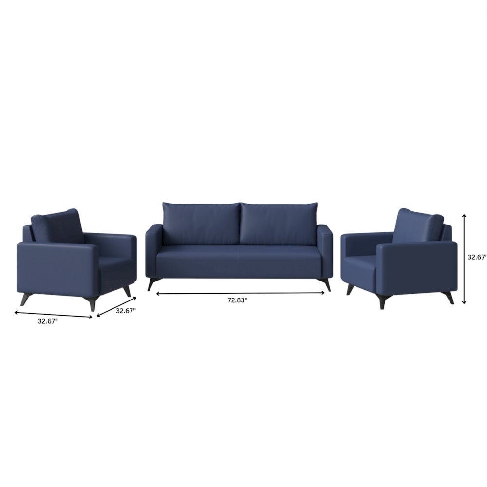 Inno Collection Sofa Set, 2 Single Seaters, and 3 seater In Dark Blue. Picture 10