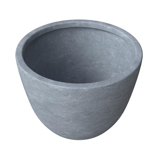 Dahlia Series Poly Stone Planter in Aged Concrete 14.4 Dia, 10.8 High. Picture 4