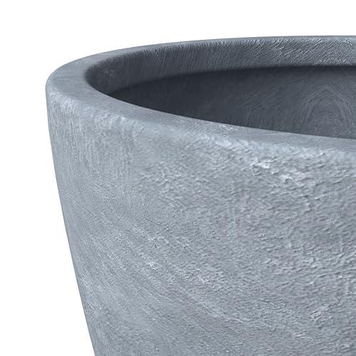 Dahlia Series Poly Stone Planter in Aged Concrete 14.4 Dia, 10.8 High. Picture 5