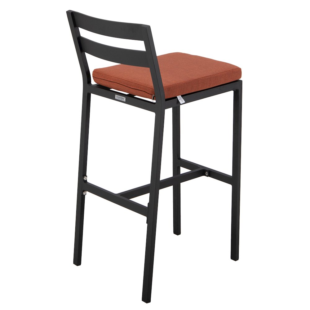 Chelsea Collection Modern Aluminum Outdoor Chair in black with Orange Cushions. Picture 17