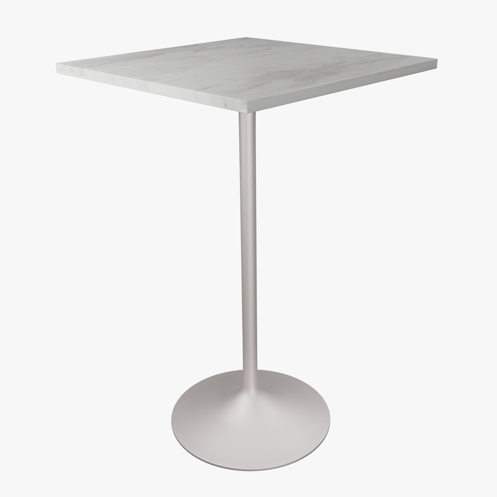 Modern Bar Height Table White Base 27" Square Marbleized White Laminated  Top. Picture 1