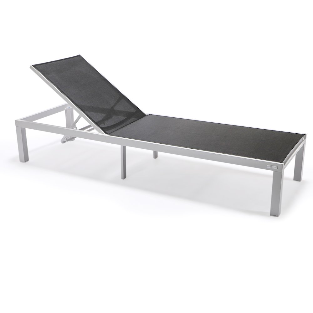 Marlin Patio Chaise Lounge Chair With White Aluminum Frame. Picture 2