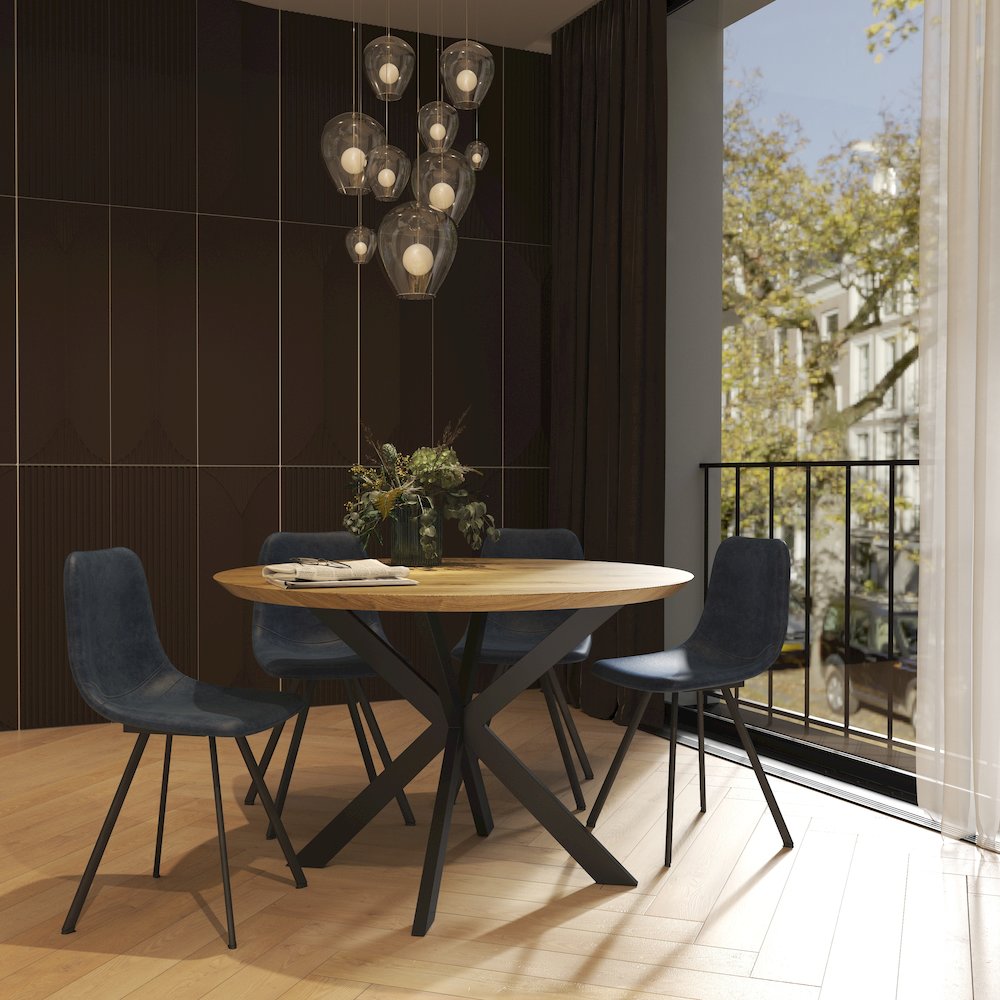 Markley Modern Leather Dining Chair With Metal Legs Set of 4. Picture 10