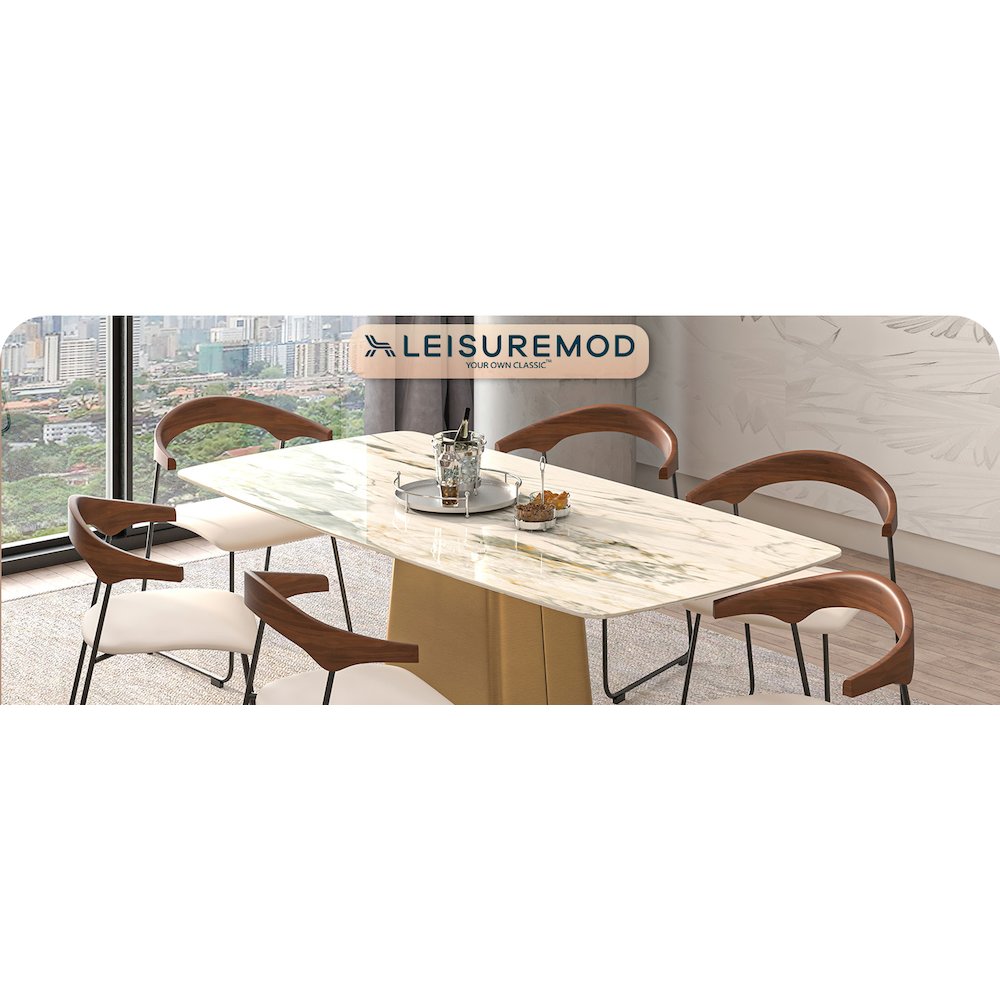 Lyra Collection Modern Chair in Walnut Color back and Taupe Seat. Picture 2