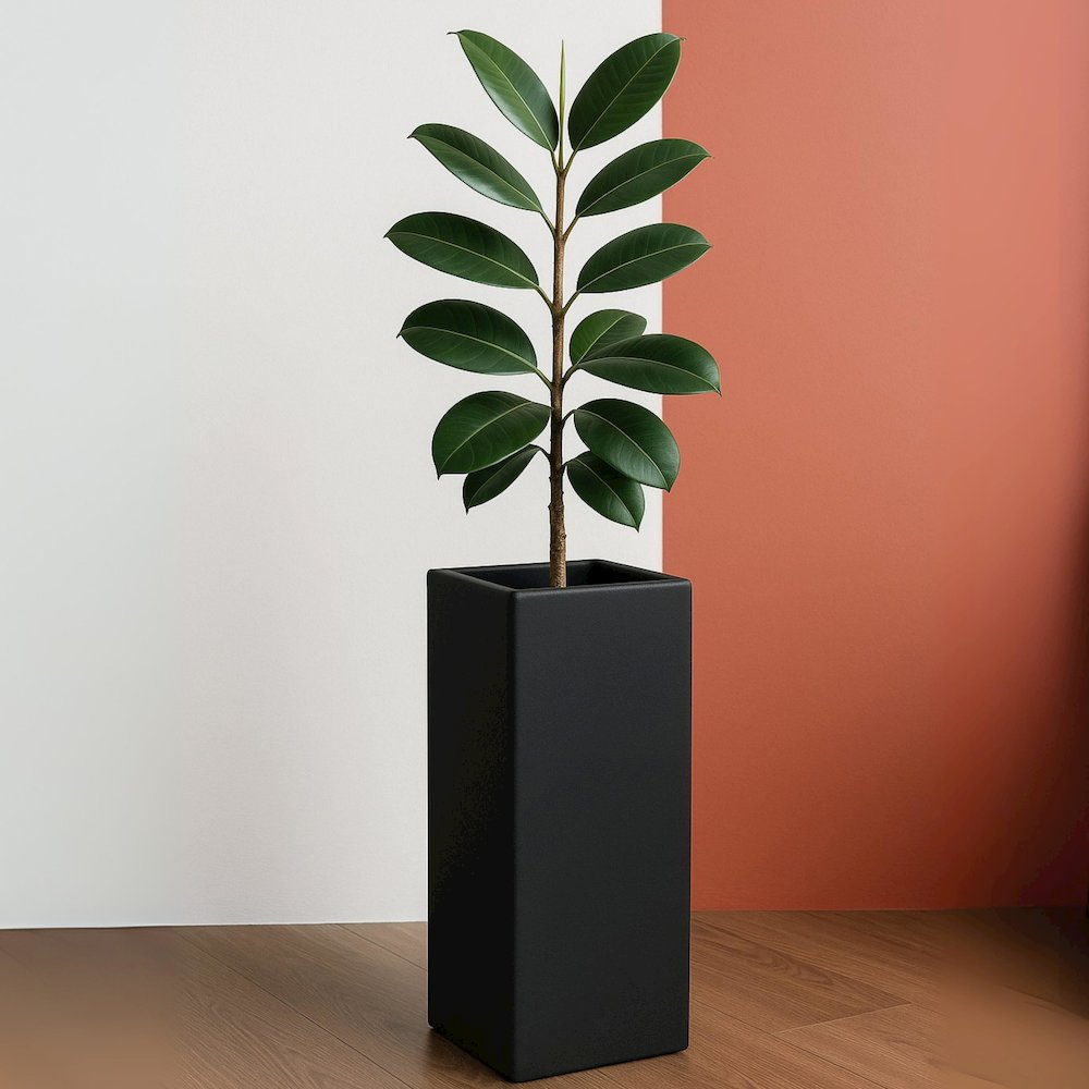 Terra Series Poly Stone Planter in Black 10.2" x 10.2" 23.6" High. Picture 16