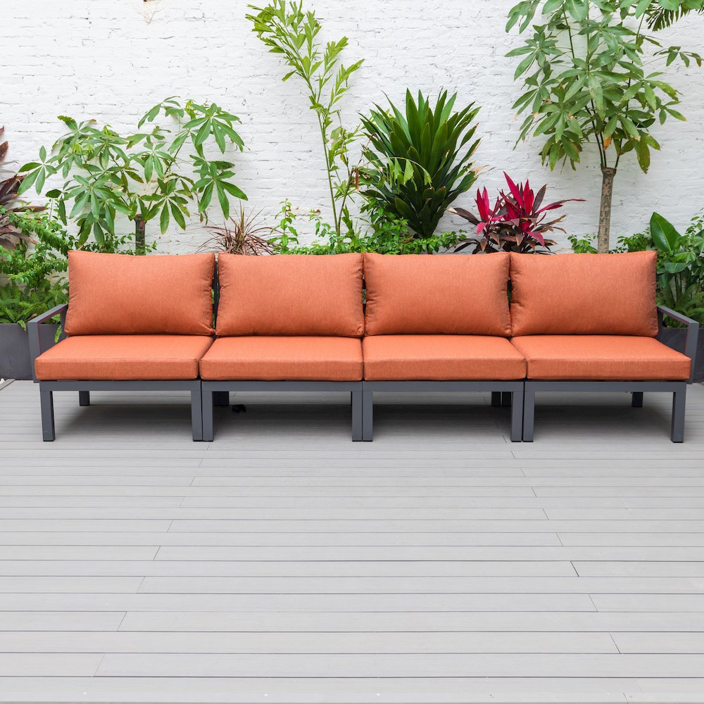 Hamilton Aluminum Patio 4-Seater Sofa With Cushions in Orange. Picture 8
