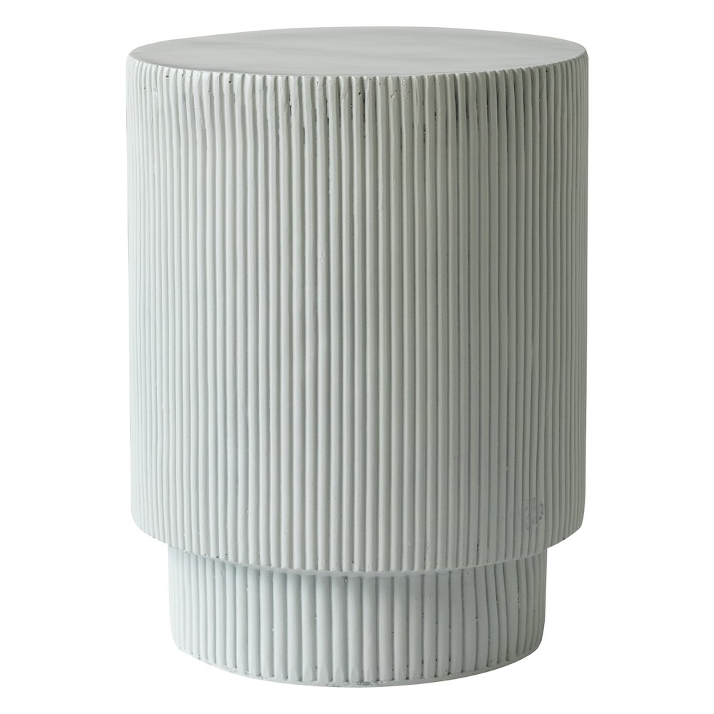 Eden Collection Fiberglass Outdoor Side Table in Light Grey. Picture 6