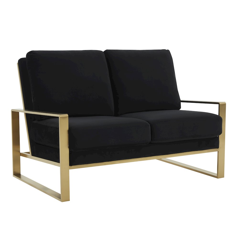 Jefferson Contemporary Modern Velvet Loveseat With Gold Frame. Picture 1