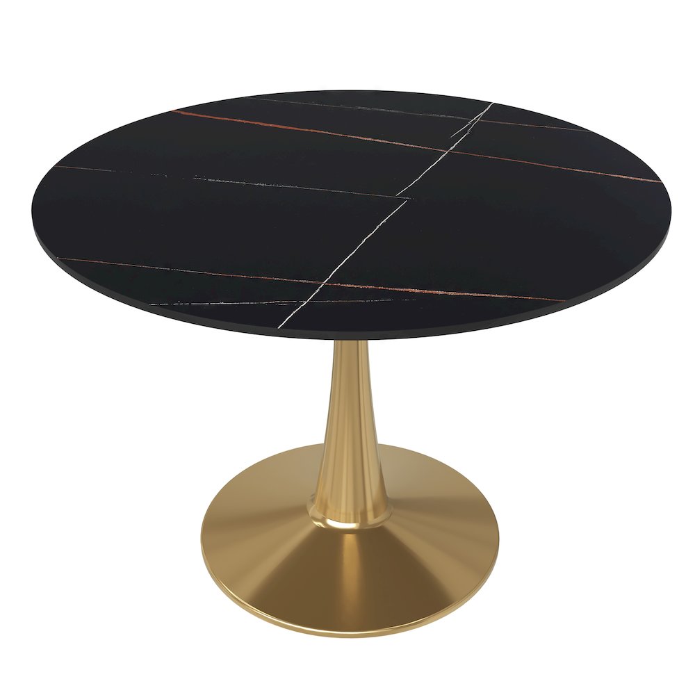 Bristol 40" round dining table Gold base with Black Sintered stone Top. Picture 16