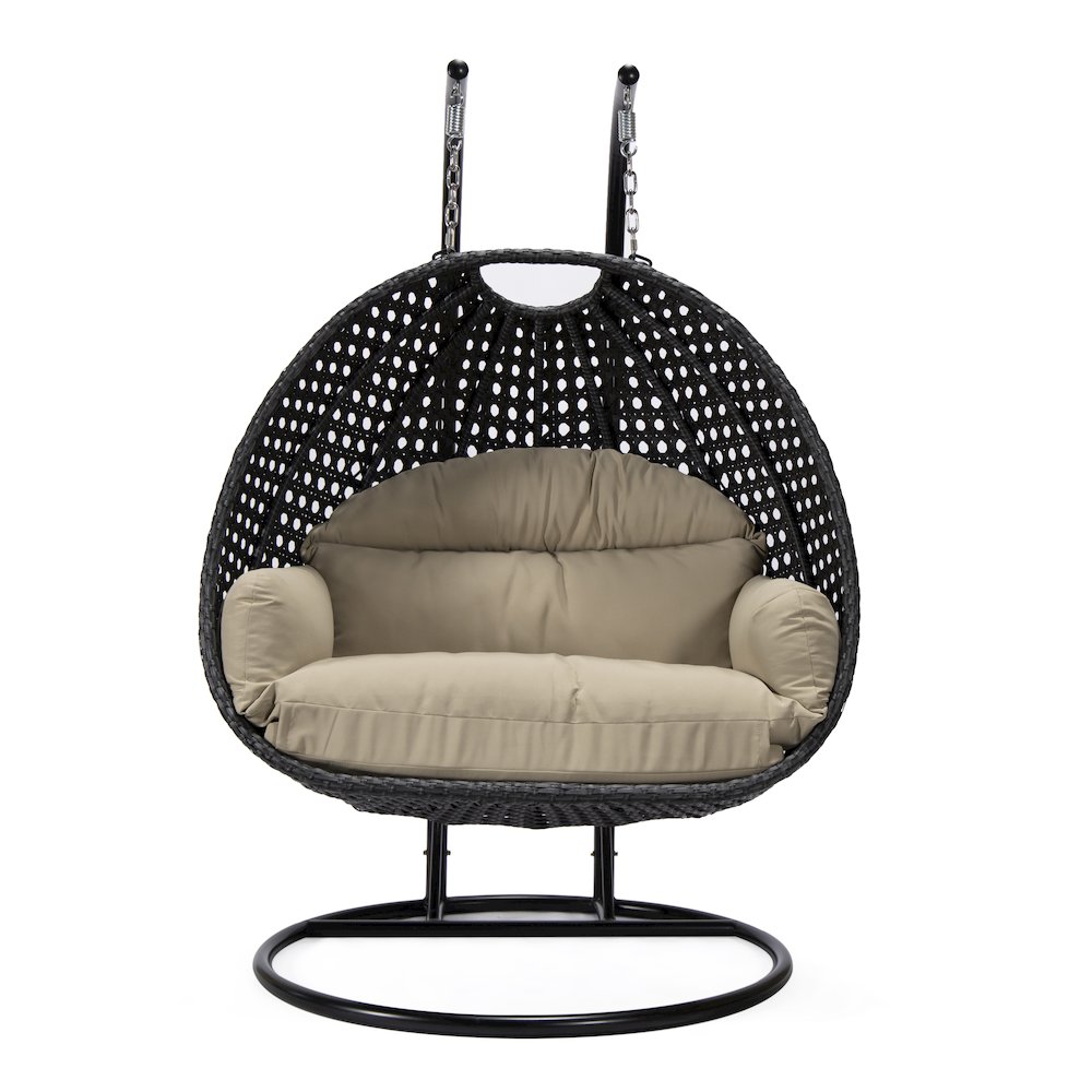 Mendoza Charcoal Wicker Hanging 2 person Egg Swing Chair. Picture 5