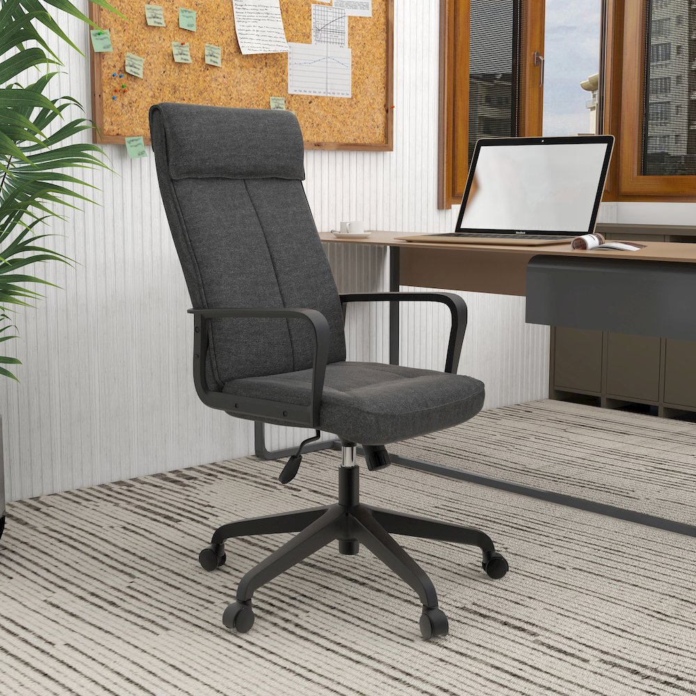 Aiaria Collection Modern Office Chair In Charcoal Fabric. Picture 25