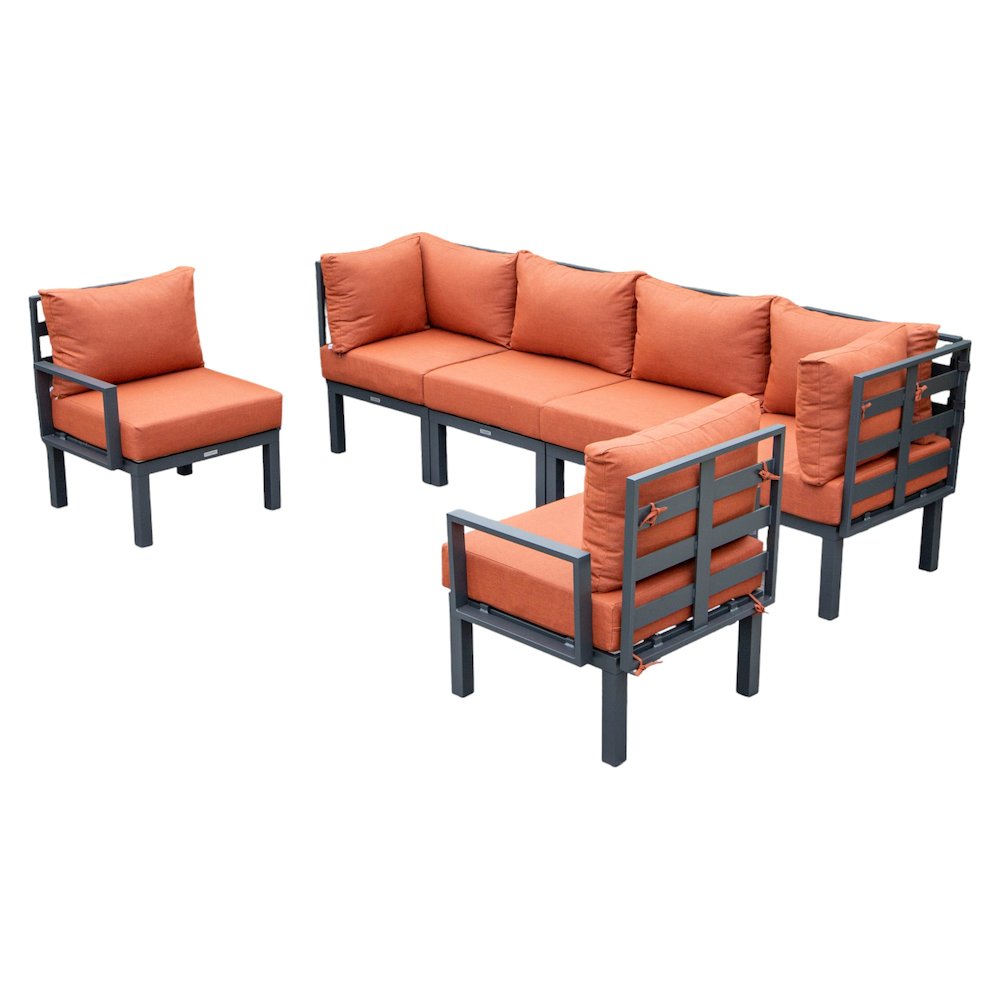 Chelsea 6-Piece Patio Sectional Black Aluminum With Cushions. Picture 36