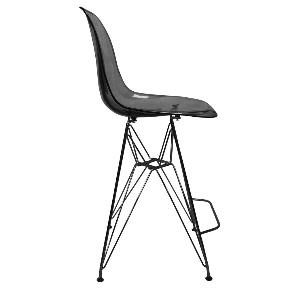 Modern Acrylic Bar stool Cresco Collection Black Base with Trans Black seat. Picture 7