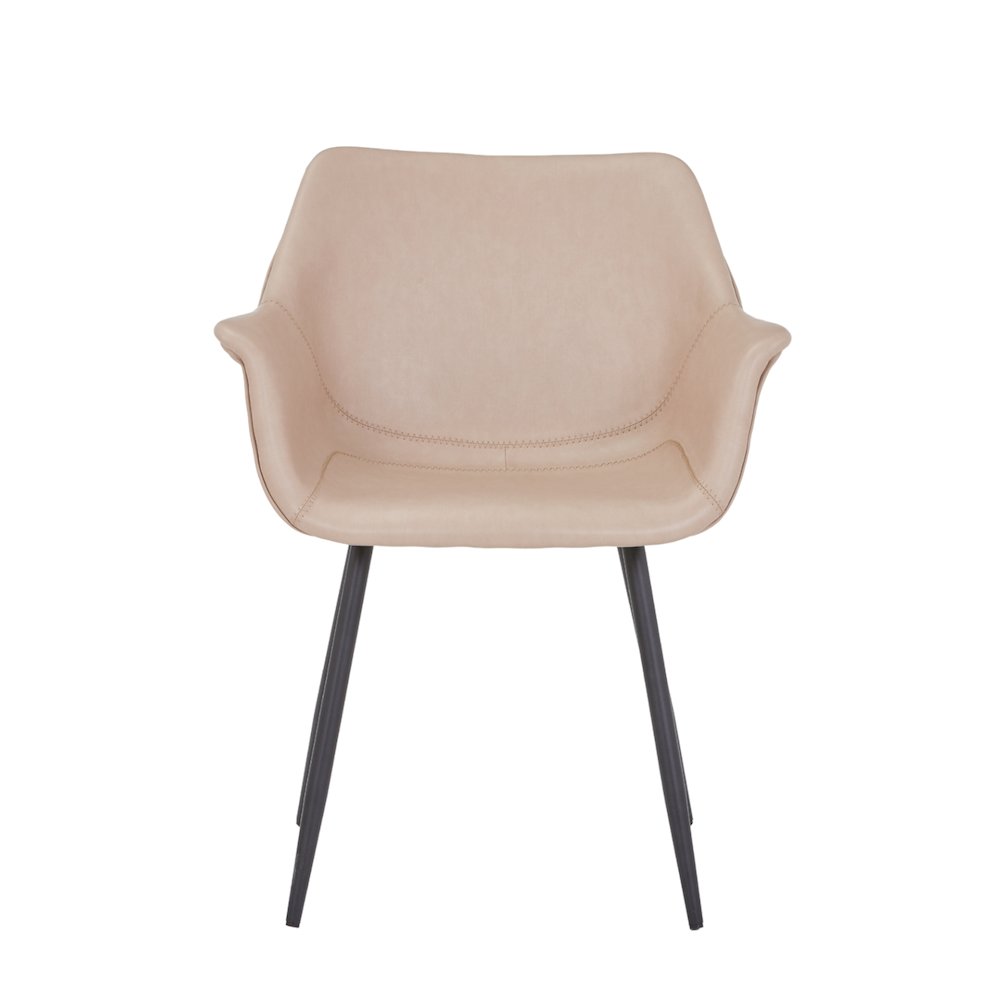 Markley Modern Leather Dining Arm Chair in Taupe. Picture 9
