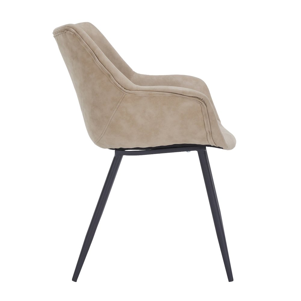 Markley Modern Leather Dining Arm Chair Set of 2 in Taupe. Picture 15