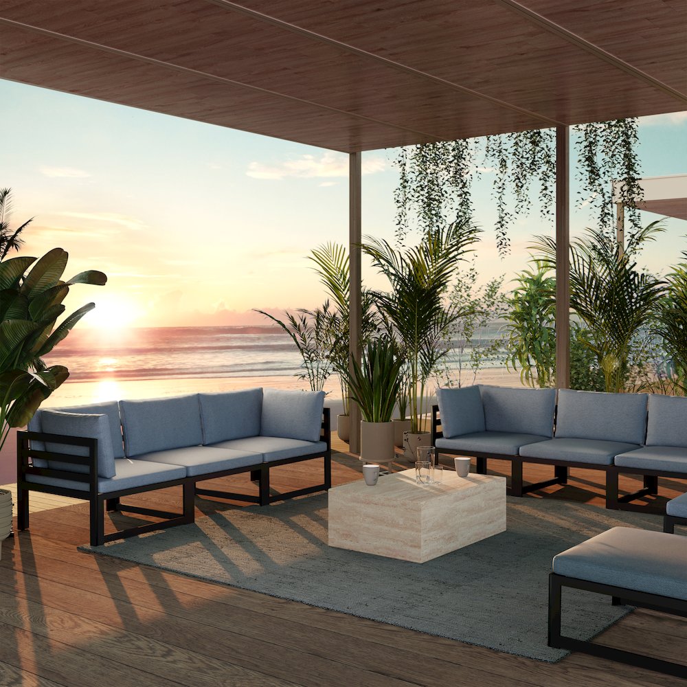 Maya Collection Outdoor/Indoor Coffee Table in Travertine. Picture 6