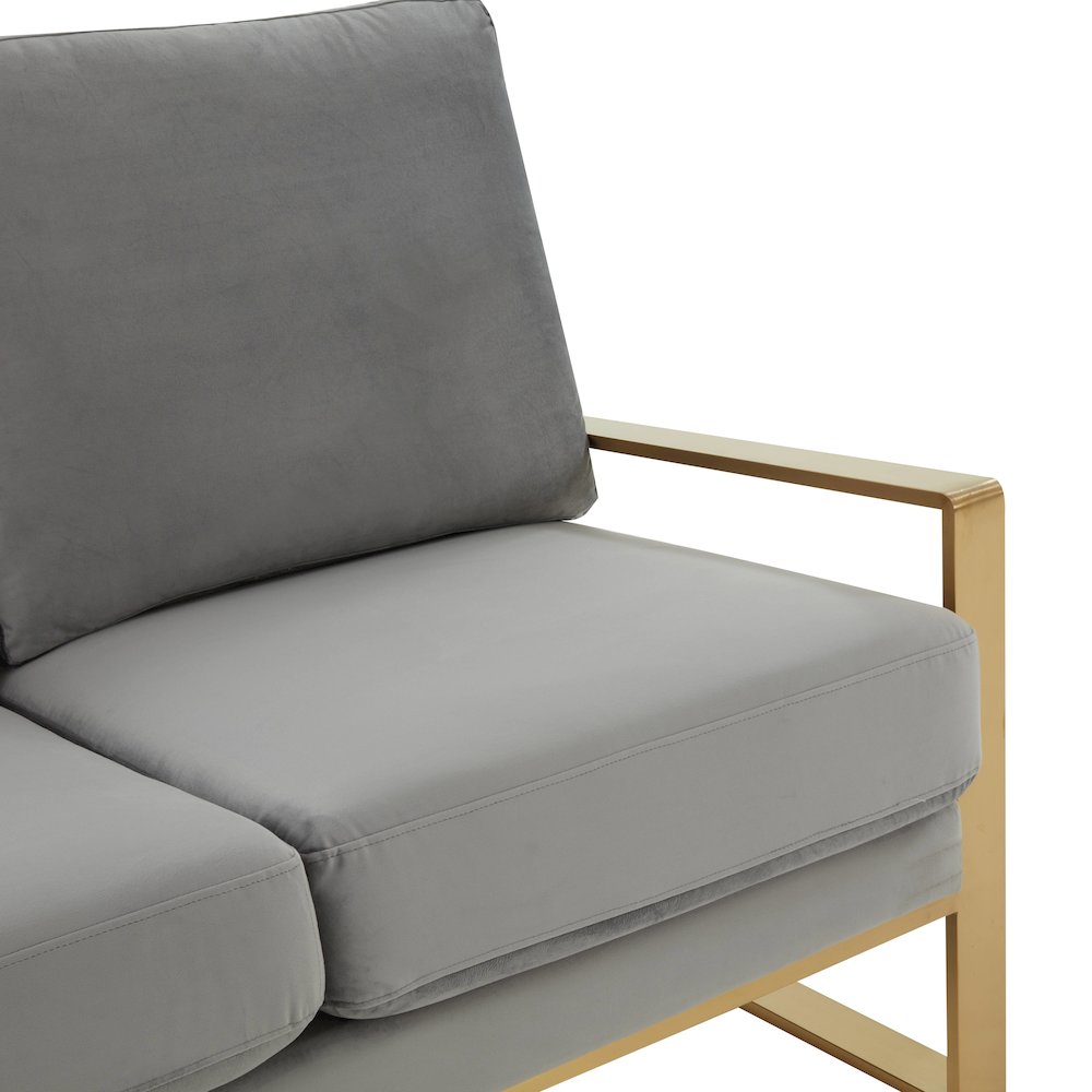 Jefferson Contemporary Modern Velvet Loveseat With Gold Frame. Picture 6