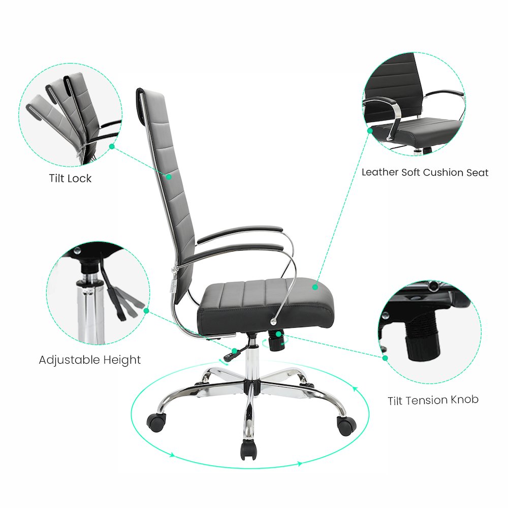 Benmar High-Back Leather Office Chair. Picture 6