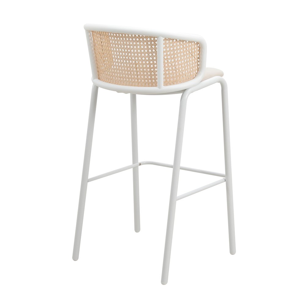 Ervilla Mid-Century Modern Wicker Bar Stool in Beige. Picture 6