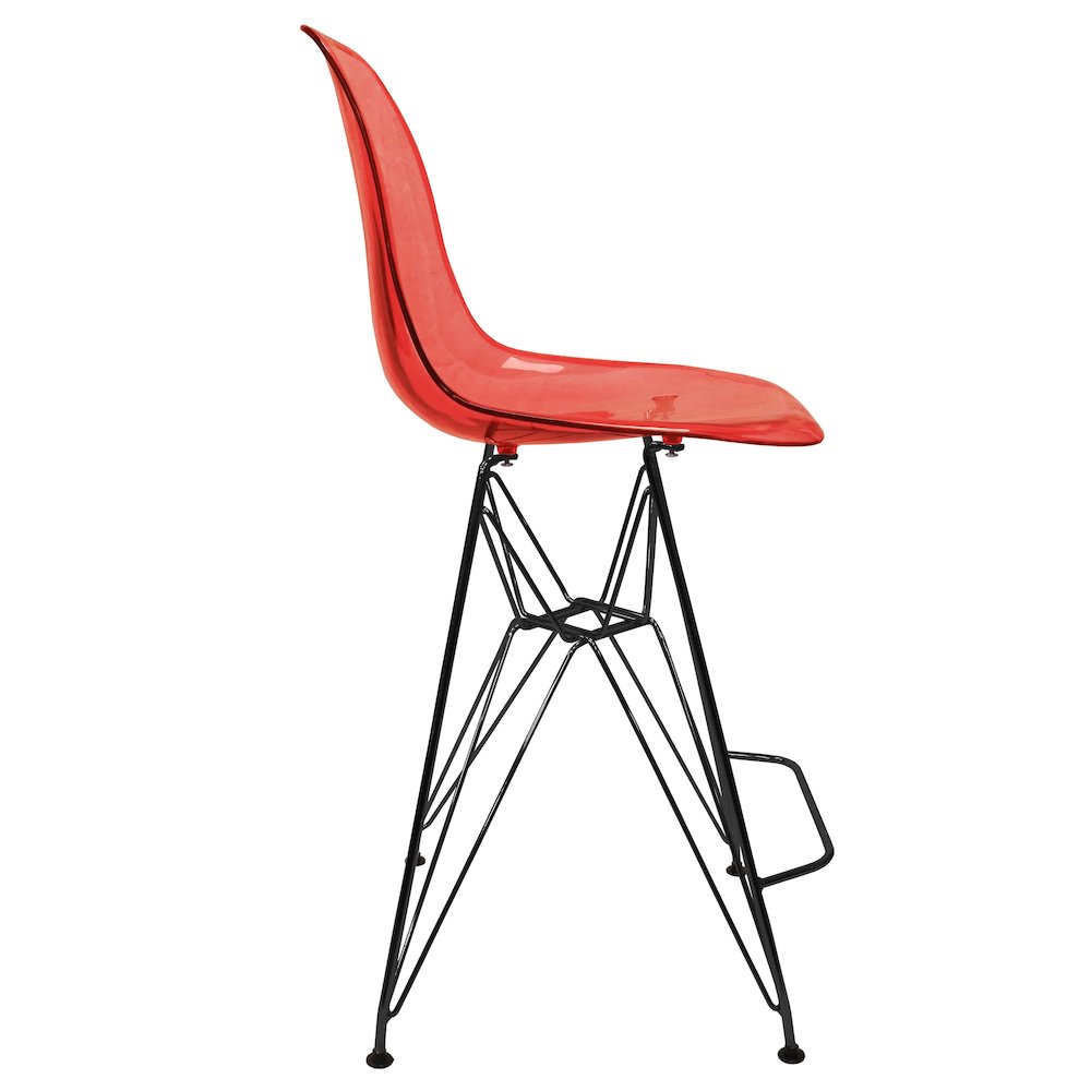Modern Acrylic Bar stool Cresco Collection Black Base with Trans Red seat. Picture 26