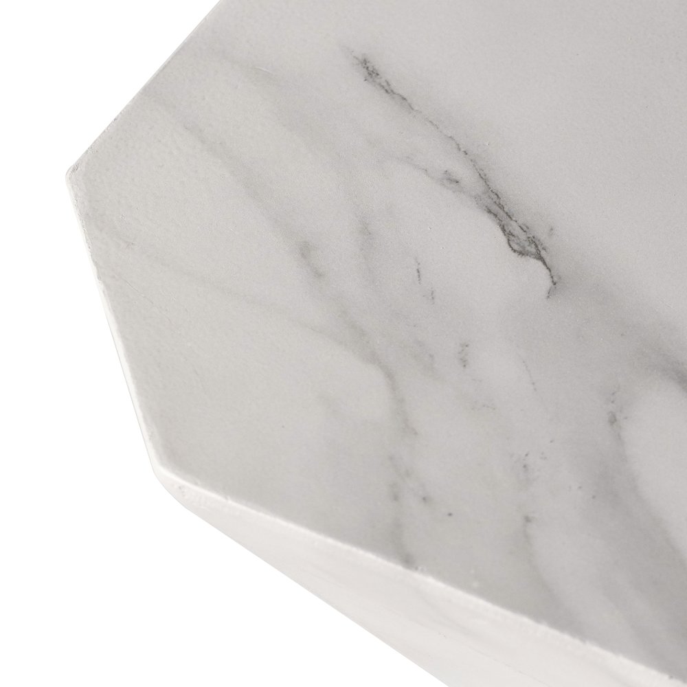 Azure Collection Fiberglass Outdoor Side Table in Marble White. Picture 18