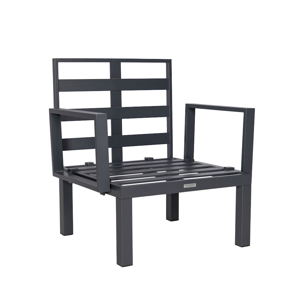 Chelsea 7-Piece Patio Sectional And Fire Pit Table Black Aluminum With Cushions. Picture 7