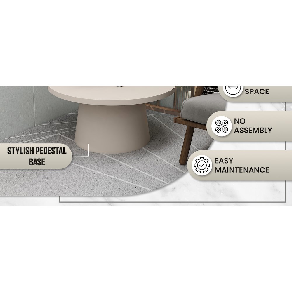 Dune Collection Fiberglass Outdoor Coffee Table In Grey. Picture 15