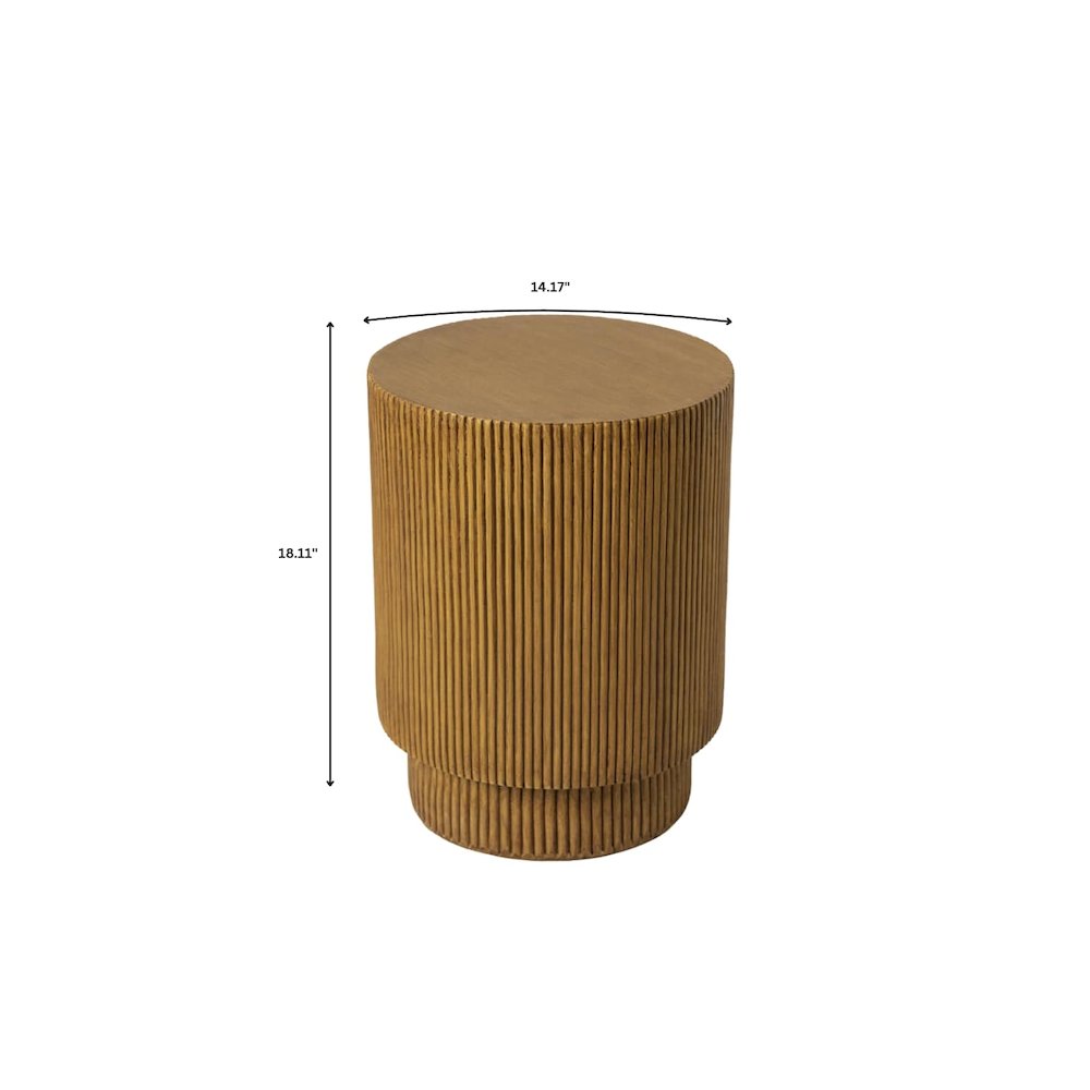 Eden Collection Fiberglass Outdoor Side Table in Wood Brown. Picture 14