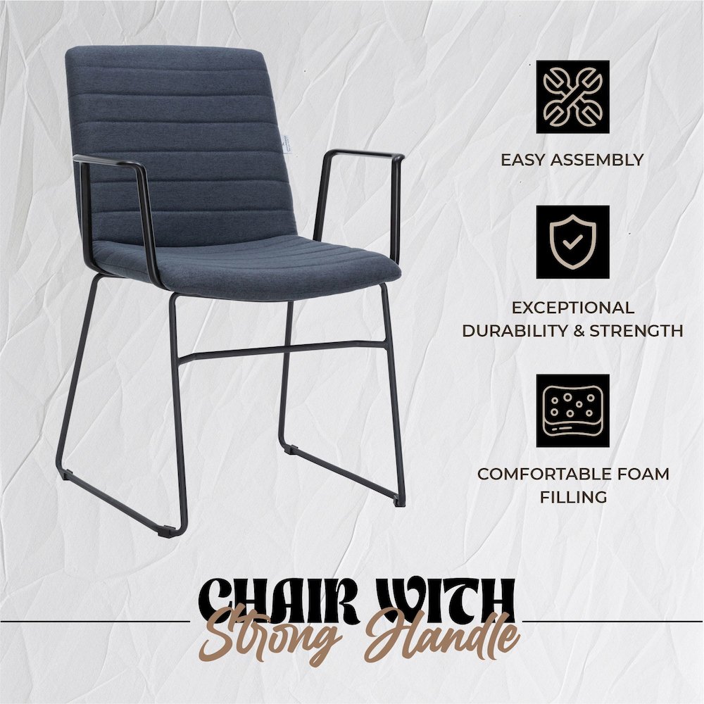 Zylar Series Office Guest Arm Chair in Dark Blue Fabric. Picture 12