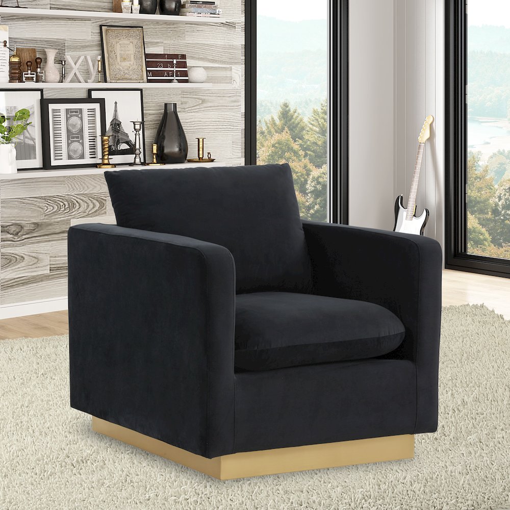Nervo Velvet Accent Armchair With Gold Frame. Picture 3